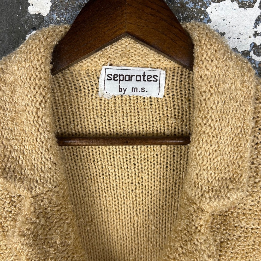 True Vintage 60's Separates by M.S. Cardigan Sweater Tan Boucle Knit Womens S - Picture 4 of 6